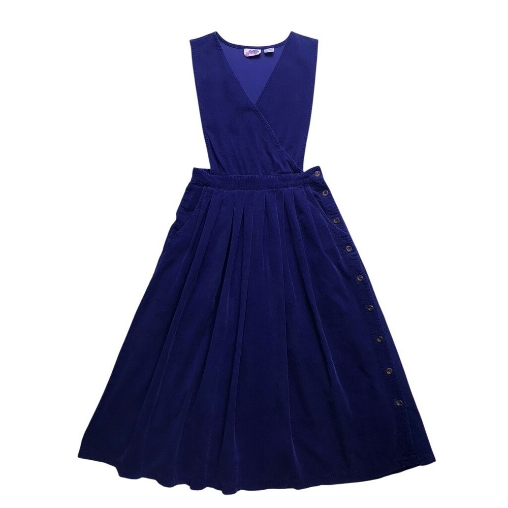 Vintage‎ Sycamore Jumper Dress Women 13 Blue Corduroy Pleated Midi Cottage 90's